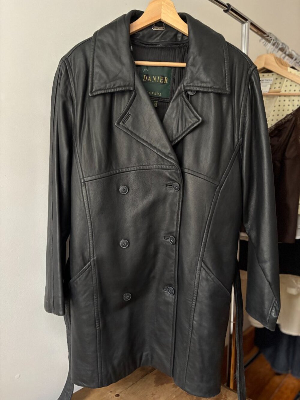 1990s Leather Trench Coat with Removable Liner